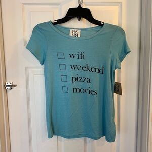 Wifi, Weekend, Movies, Pizza Tee